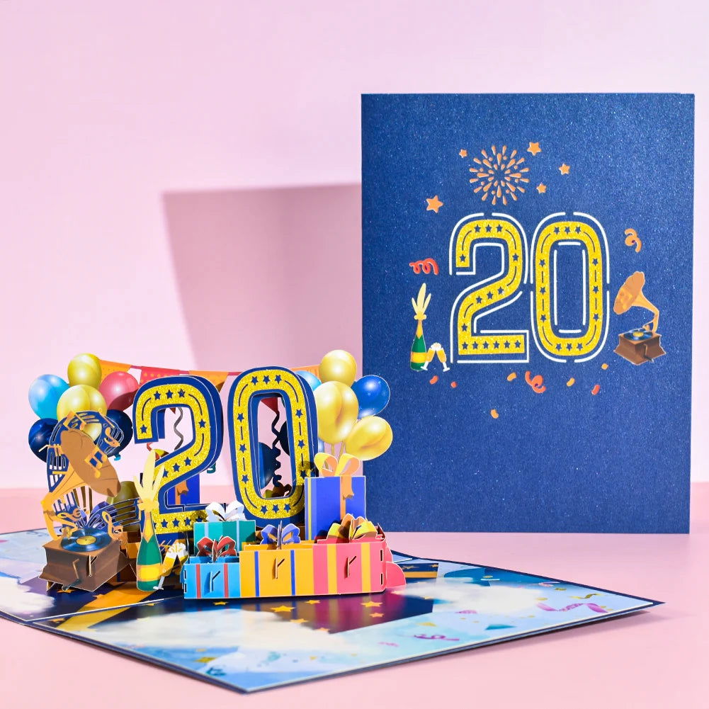 Anniversary Card, Pop Up 1st 18th 21th Birthday Card, Anniversary Number Greeting Cards for Wedding Wife Husband Girlfriend - Slobuy