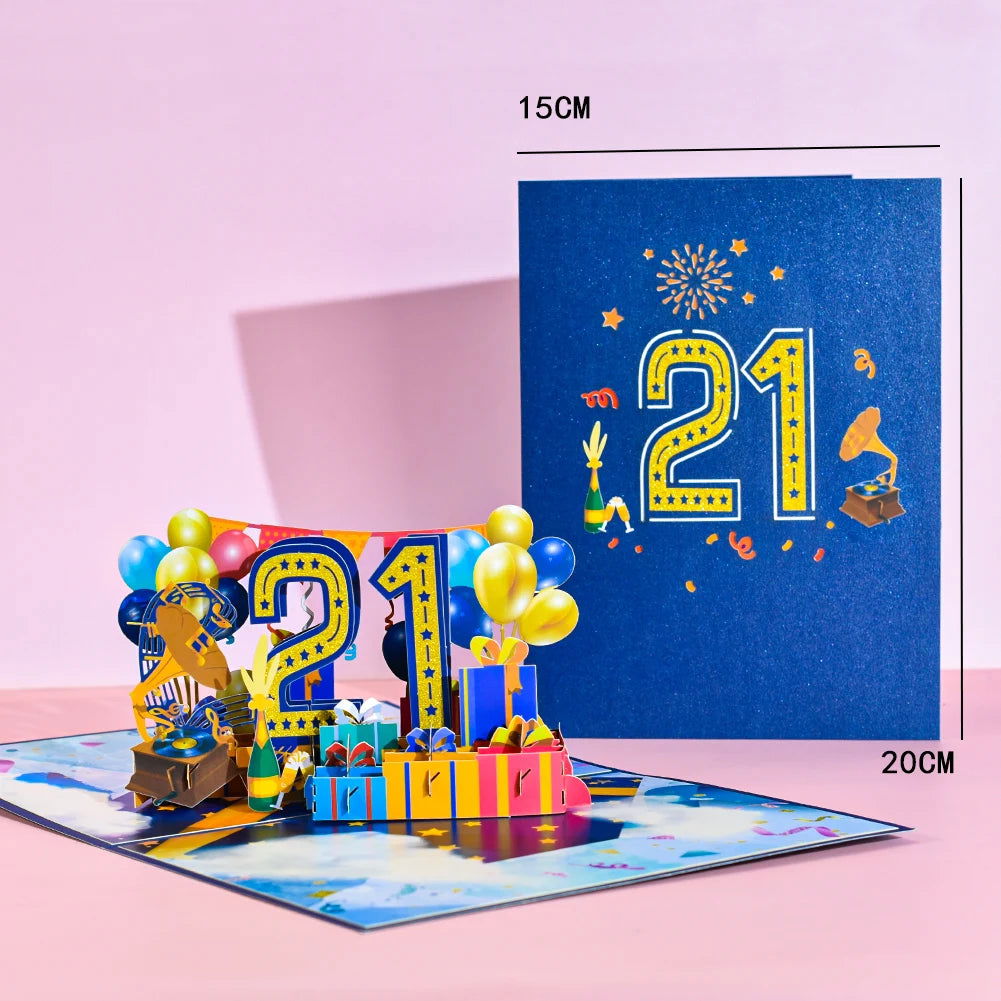 Anniversary Card, Pop Up 1st 18th 21th Birthday Card, Anniversary Number Greeting Cards for Wedding Wife Husband Girlfriend - Slobuy