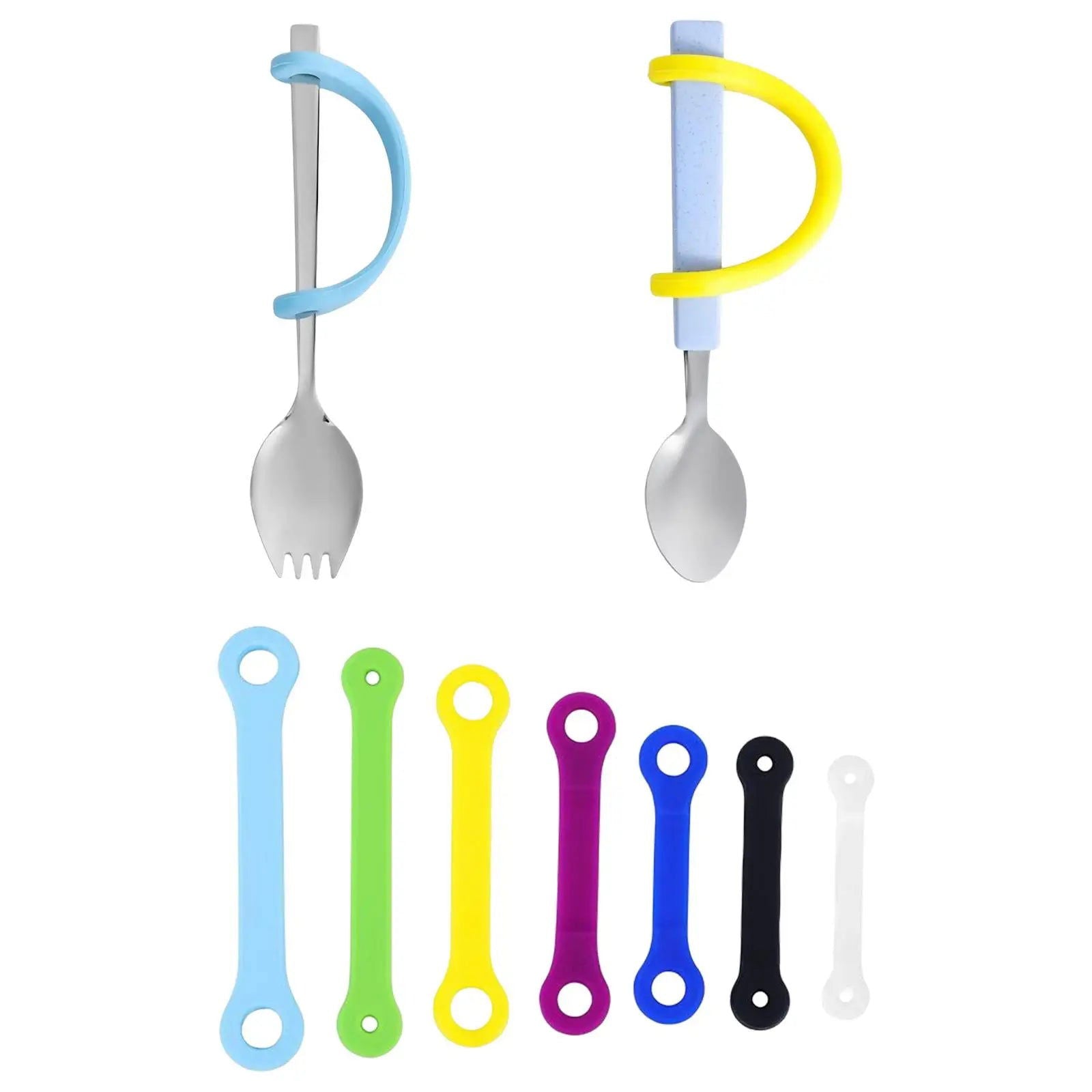 Anti-Shake Eating Aid Tableware Silicone Eating Tool Limited Wrist Range Elderly Silicone Aid Tableware Elderly Spoon Fork - Slobuy