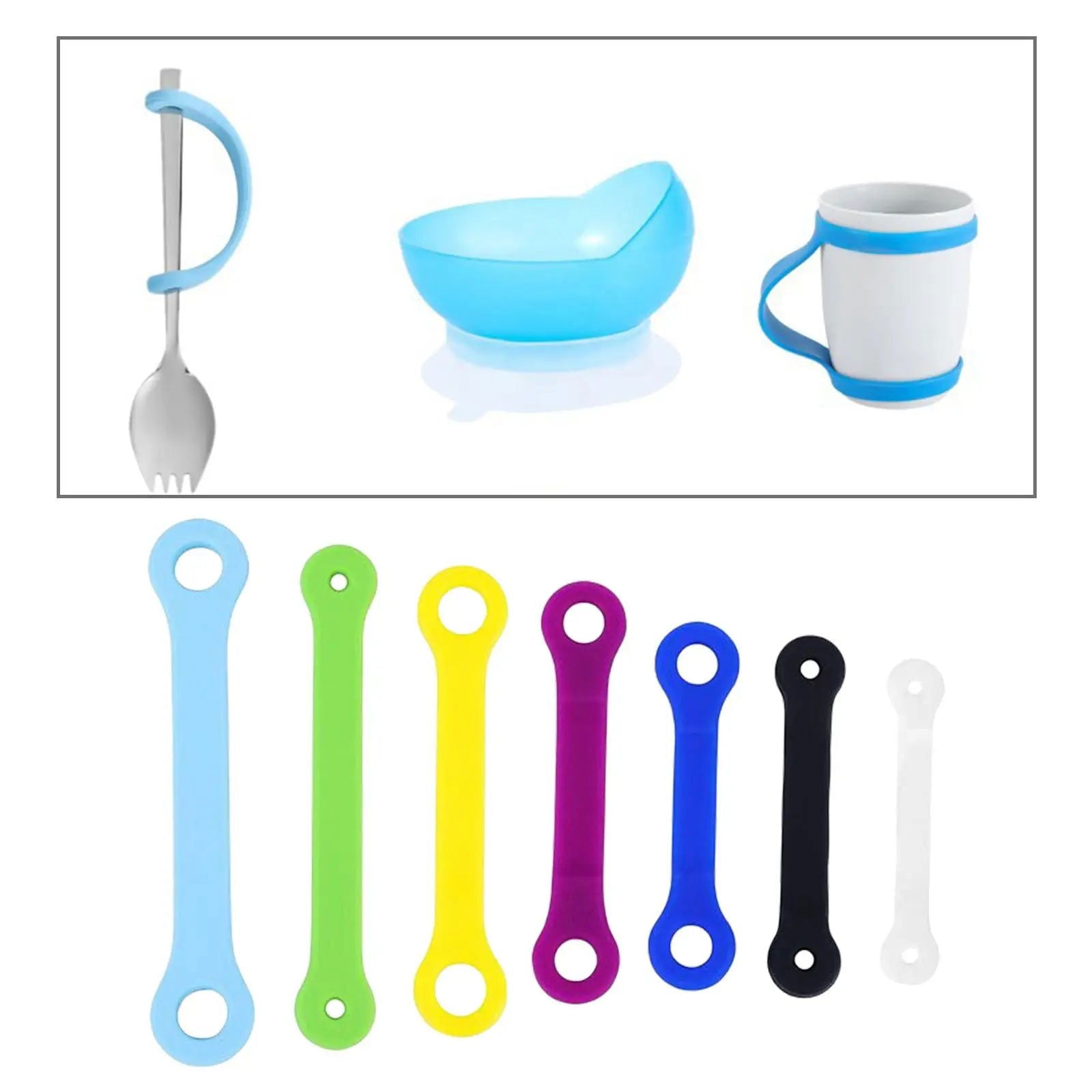 Anti-Shake Eating Aid Tableware Silicone Eating Tool Limited Wrist Range Elderly Silicone Aid Tableware Elderly Spoon Fork - Slobuy