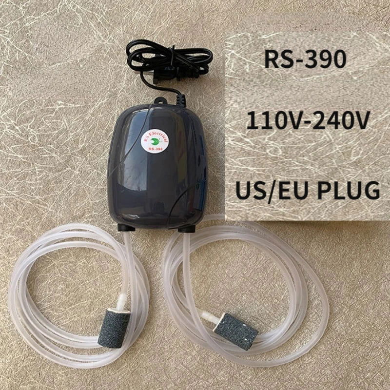 Aquarium Air Pump Fish Tank Mini Compressor Single Double Outlet with Check Valve Tube Aquatic Accessories 220V 3W 5W - Slobuy
