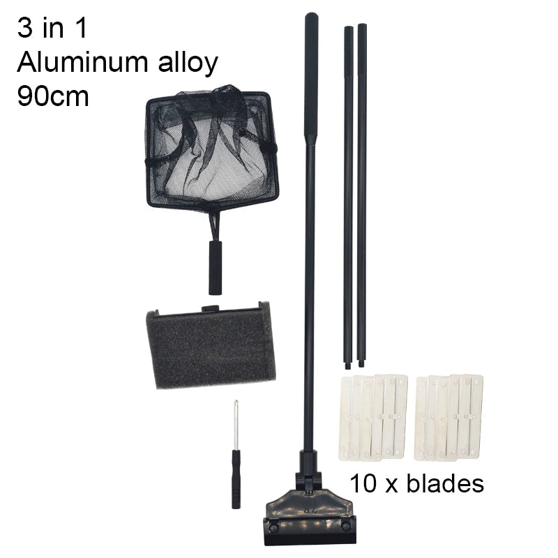 Aquarium Algae Remover Aluminum Alloy Stainless Steel Scraper Blade Fish Tank Glass Water Plant Grass Cleaning Tools Accessories - Slobuy