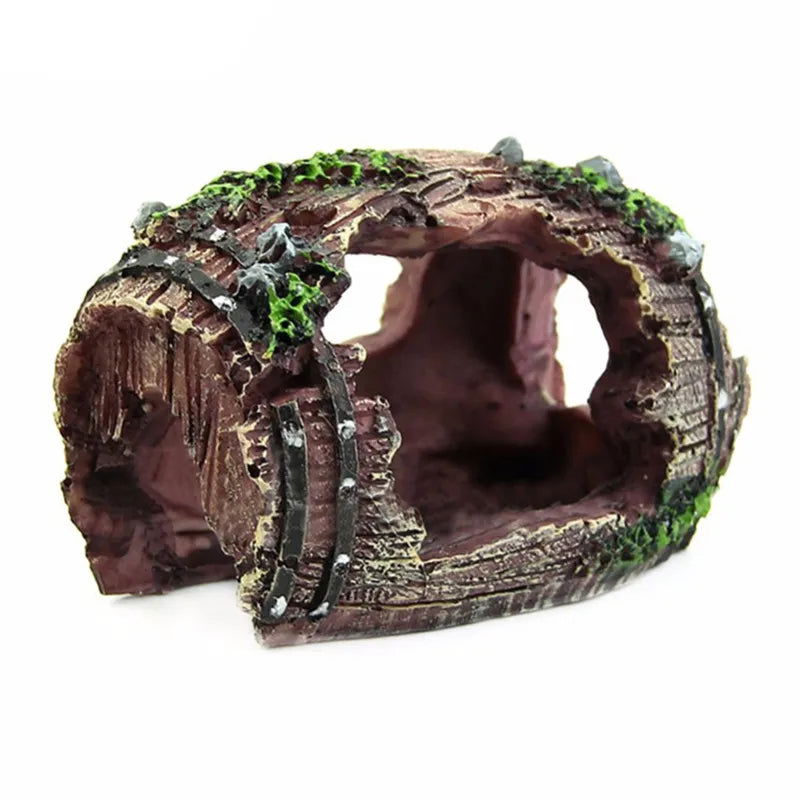 Aquarium Artificial Barrel Cave Resin Ornaments Decorations Landscaping Accessories For Fish Tank Aquarium Decoration Background - Slobuy