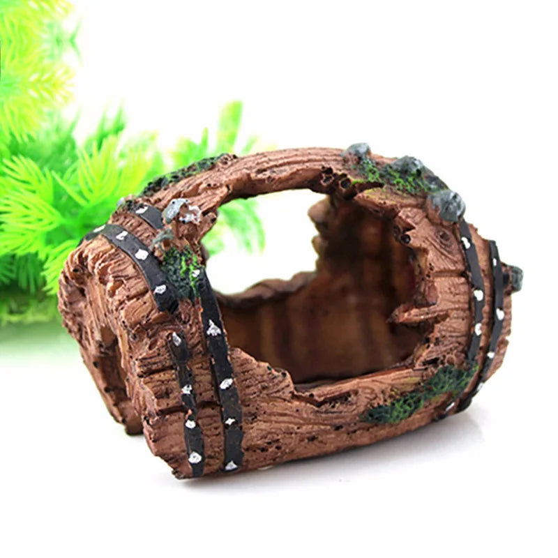 Aquarium Artificial Barrel Cave Resin Ornaments Decorations Landscaping Accessories For Fish Tank Aquarium Decoration Background - Slobuy