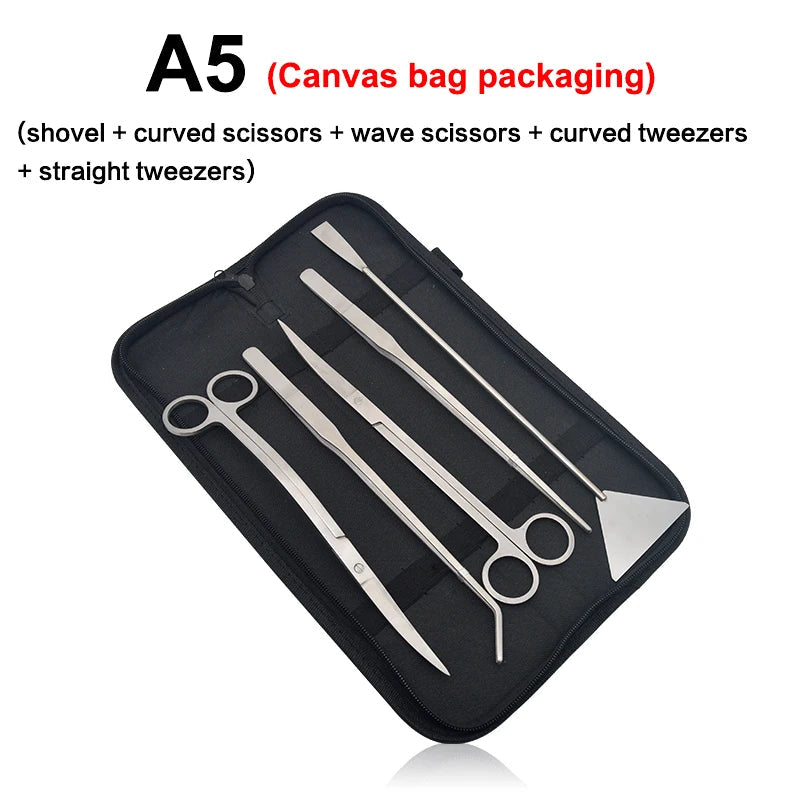 Aquarium Cleaning Tools Set Wave Scissors Tweezers Aquatic Plant Grass Trimming Stainless Fish Tank Tools Aquarium Accessories - Slobuy