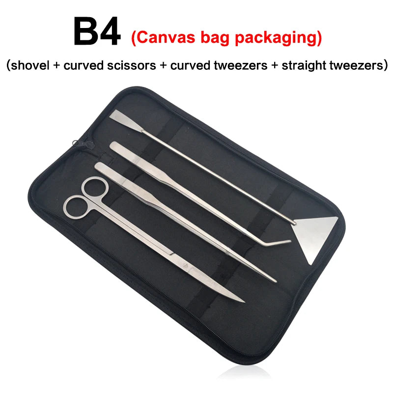 Aquarium Cleaning Tools Set Wave Scissors Tweezers Aquatic Plant Grass Trimming Stainless Fish Tank Tools Aquarium Accessories - Slobuy
