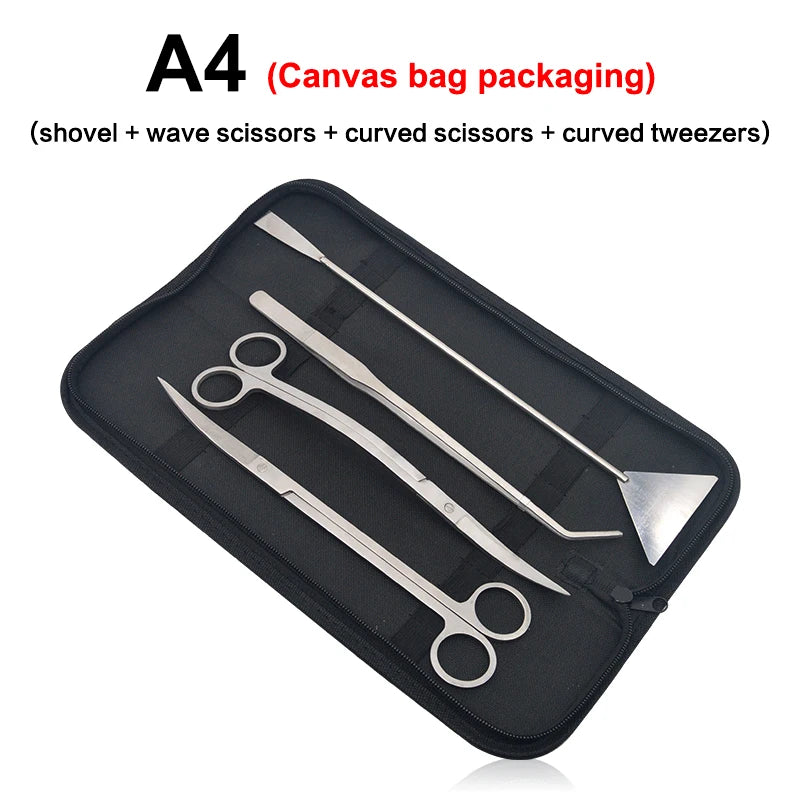 Aquarium Cleaning Tools Set Wave Scissors Tweezers Aquatic Plant Grass Trimming Stainless Fish Tank Tools Aquarium Accessories - Slobuy