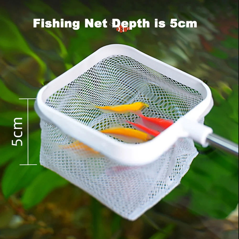 Aquarium Square Fishing Net With Suction Cup Extendable Long Handle Fishing Gear For Catching Fish Shrimp Tank Clean Accessories - Slobuy