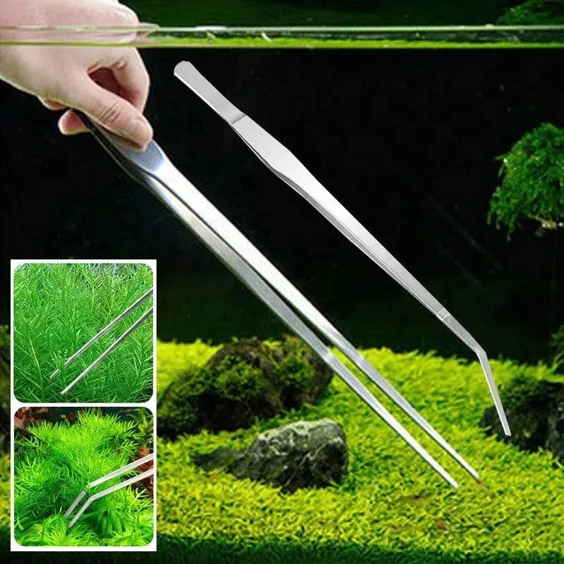 Aquarium Tweezers Straight Elbow Coral Water Grass Clip Pet Shrimp Reef Tweezers Fish Tank Cleaning Tools Aquarium Accessories - Slobuy