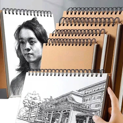 Art Sketchbook 160GSM Kraft Paper Spiral Coil Book Office School Supplies Drawing Notepad Stationary - Slobuy