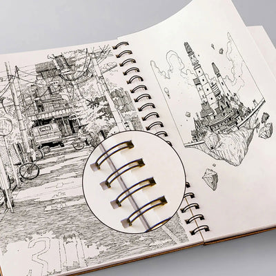 Art Sketchbook 160GSM Kraft Paper Spiral Coil Book Office School Supplies Drawing Notepad Stationary - Slobuy