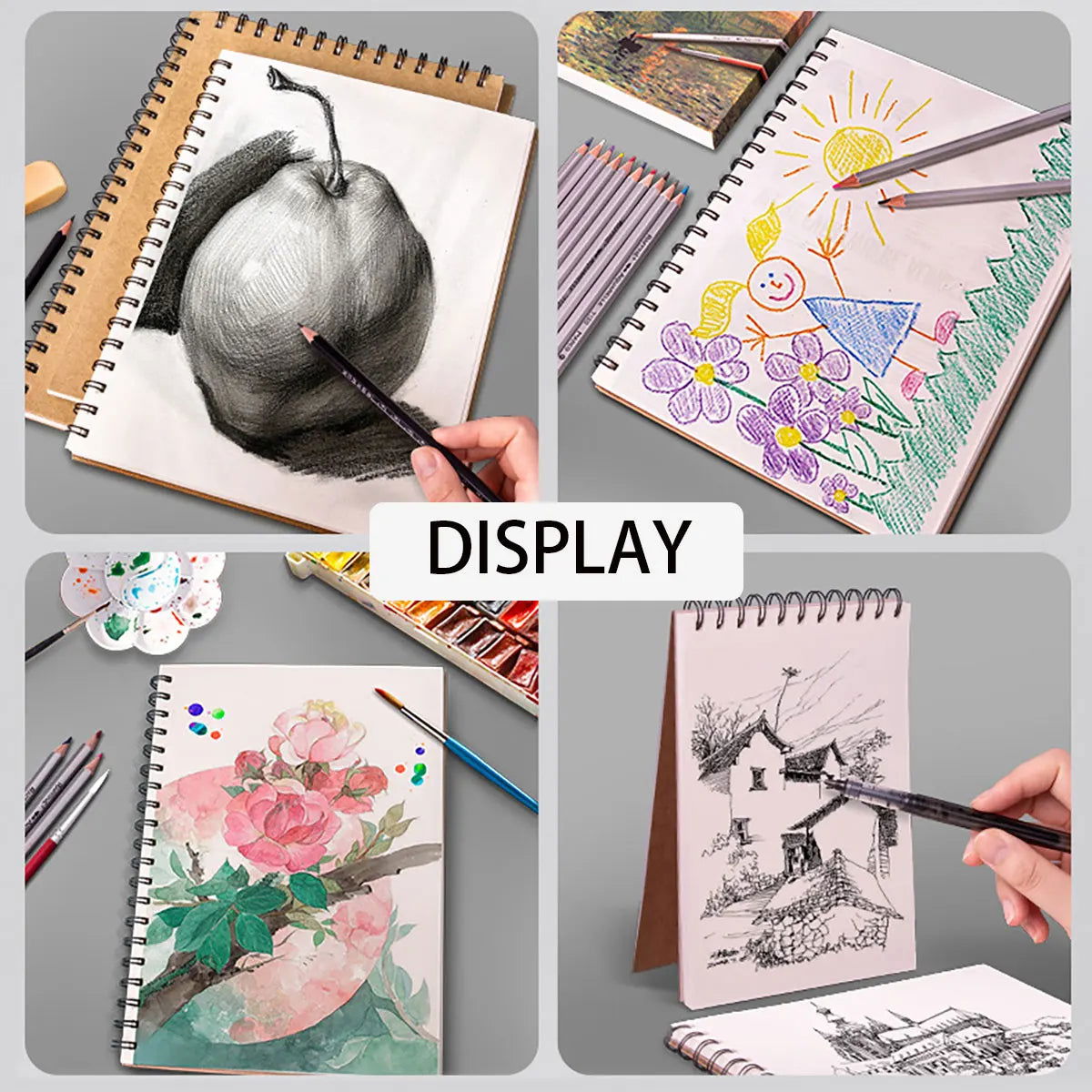 Art Sketchbook 160GSM Kraft Paper Spiral Coil Book Office School Supplies Drawing Notepad Stationary - Slobuy