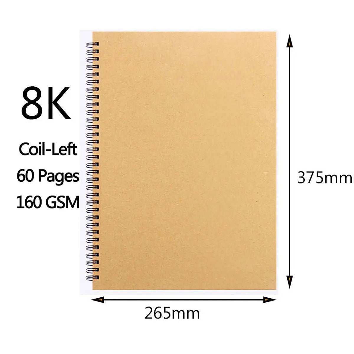 Art Sketchbook 160GSM Kraft Paper Spiral Coil Book Office School Supplies Drawing Notepad Stationary - Slobuy
