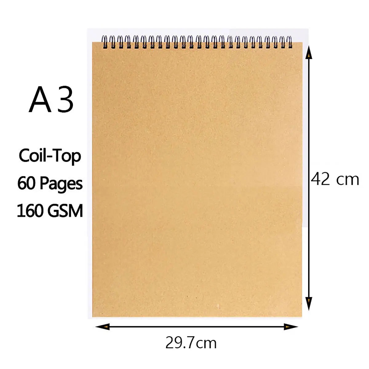 Art Sketchbook 160GSM Kraft Paper Spiral Coil Book Office School Supplies Drawing Notepad Stationary - Slobuy