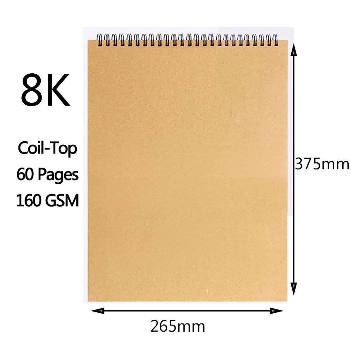 Art Sketchbook 160GSM Kraft Paper Spiral Coil Book Office School Supplies Drawing Notepad Stationary - Slobuy