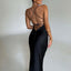 Articat Satin Backless Lace Up Mermaid Slip Dress Women Sweetheart Neck Sexy Slim Bodycon Dresses Elegant Silk Gown Partywear - Slobuy