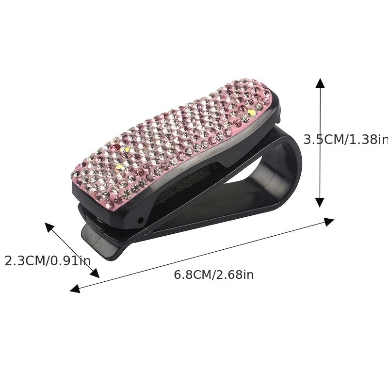 Artificial Diamond Glasses Holders Car Sun Visor Sunglasses Eyeglasses Mount With Ticket Card Clip Car Interior Accessories - Slobuy