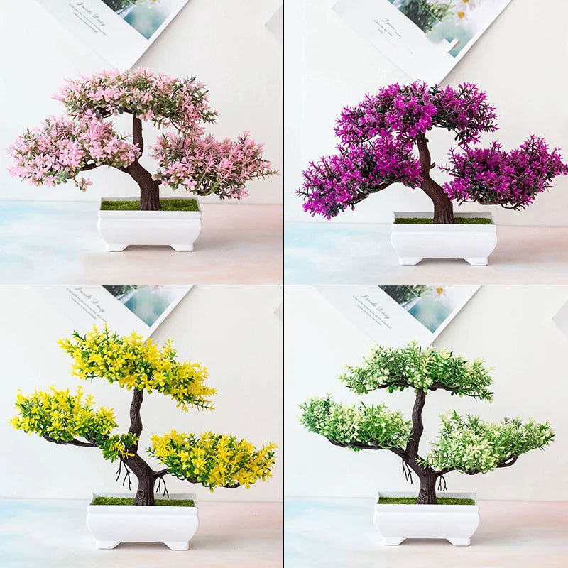 Artificial Plants Bonsai Small Tree Pot Fake Plant Flowers Potted Ornaments For Home Festival Wedding Decoration Accessories - Slobuy