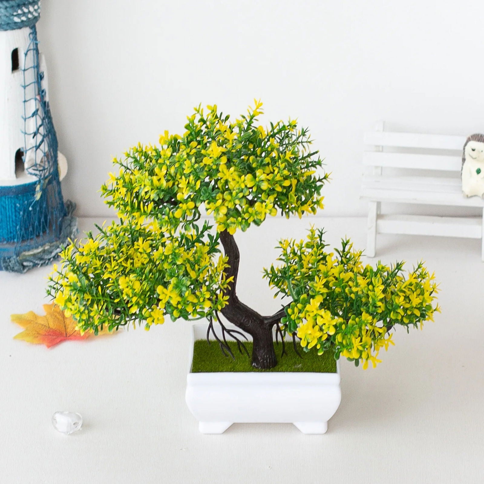 Artificial Plants Bonsai Small Tree Pot Fake Plant Flowers Potted Ornaments For Home Festival Wedding Decoration Accessories - Slobuy