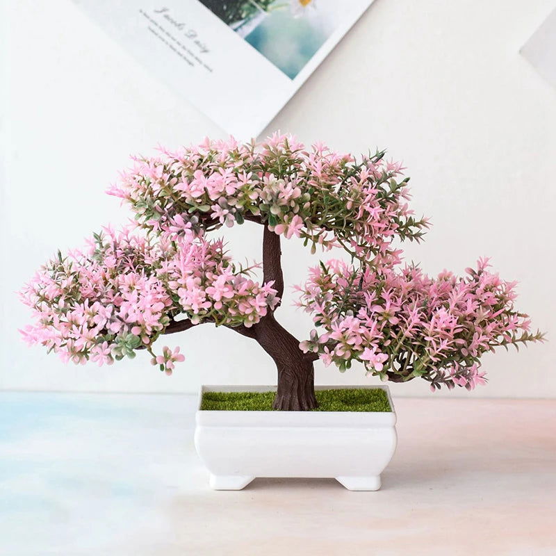 Artificial Plants Bonsai Small Tree Pot Fake Plant Flowers Potted Ornaments For Home Festival Wedding Decoration Accessories - Slobuy