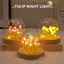 Artificial Tulip Flower Night Light Handmade DIY Bedside Lamp LED Night Lamp Bedroom Decor Christmas Birthday Gifts Table Lamp - Slobuy