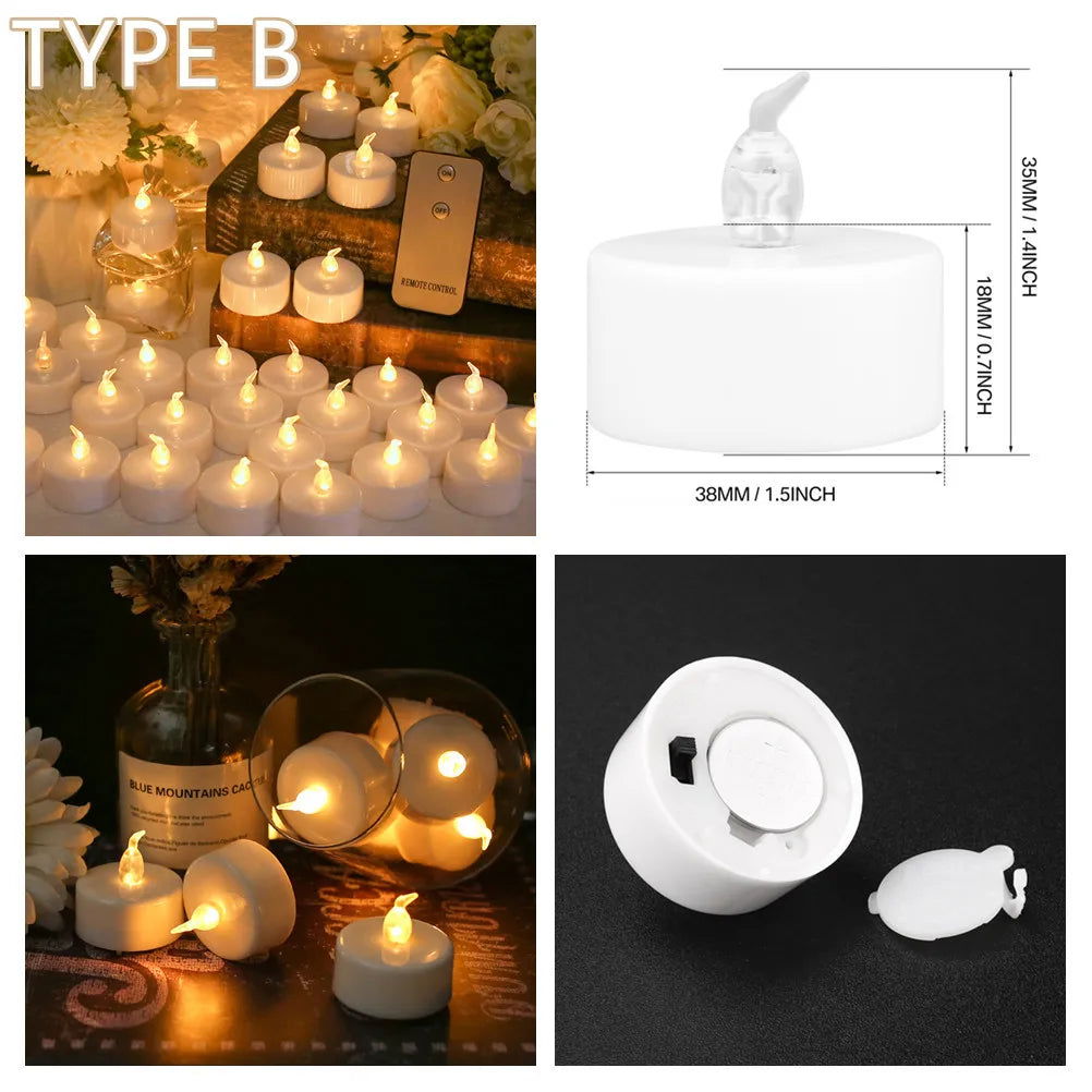 LED Tea Light Flameless Flickering Candles with Remote Control / Auto Timer Electronics Battery Operated Votive Light Home Decor - Slobuy