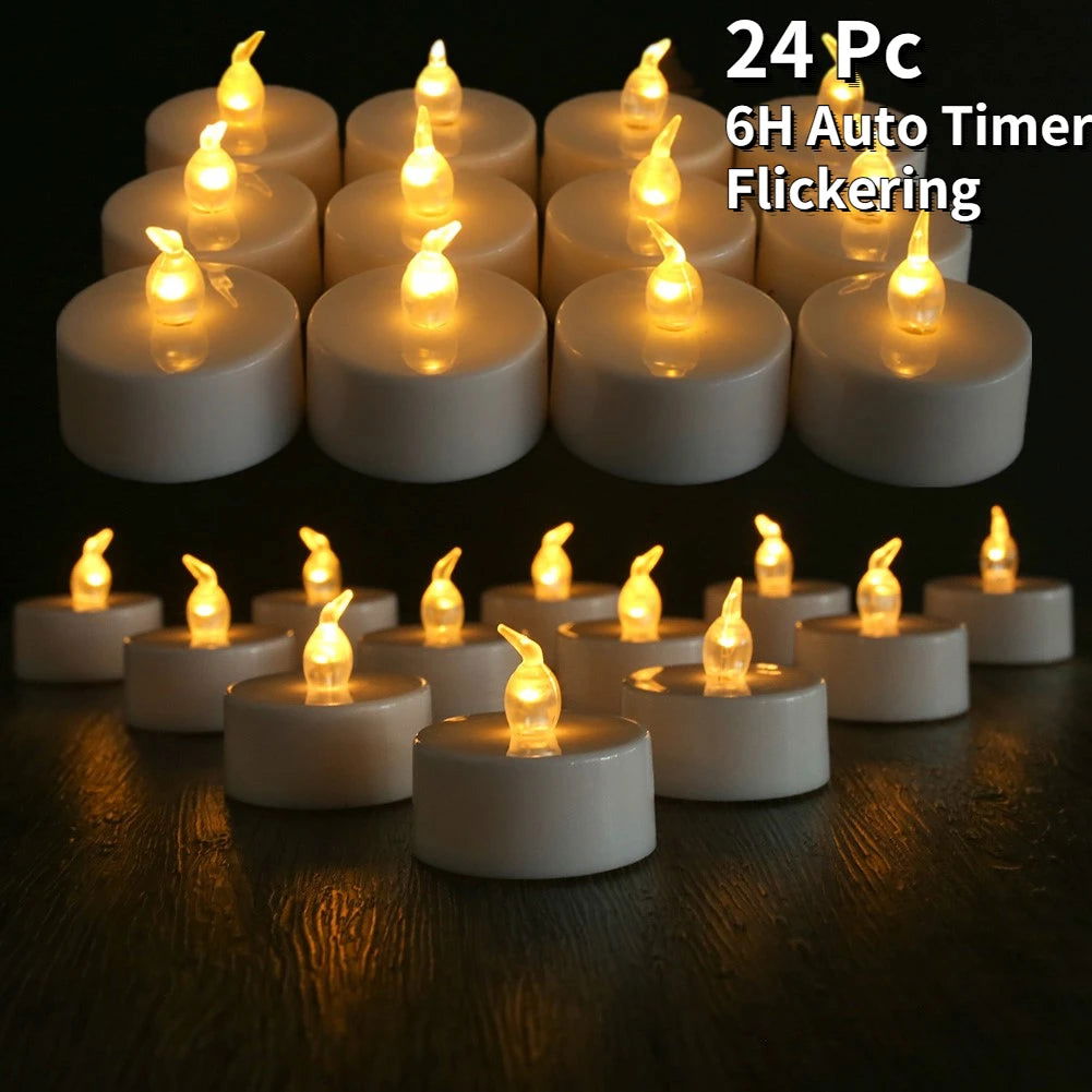 LED Tea Light Flameless Flickering Candles with Remote Control / Auto Timer Electronics Battery Operated Votive Light Home Decor - Slobuy