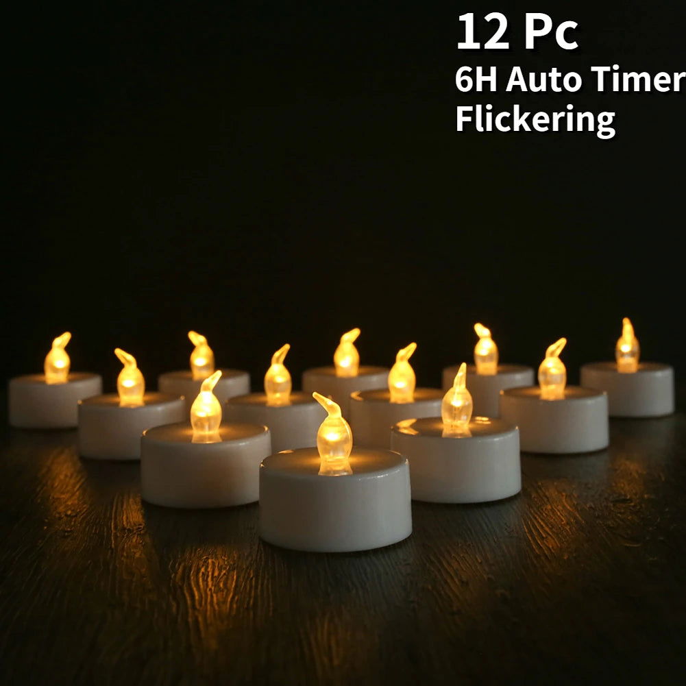 LED Tea Light Flameless Flickering Candles with Remote Control / Auto Timer Electronics Battery Operated Votive Light Home Decor - Slobuy