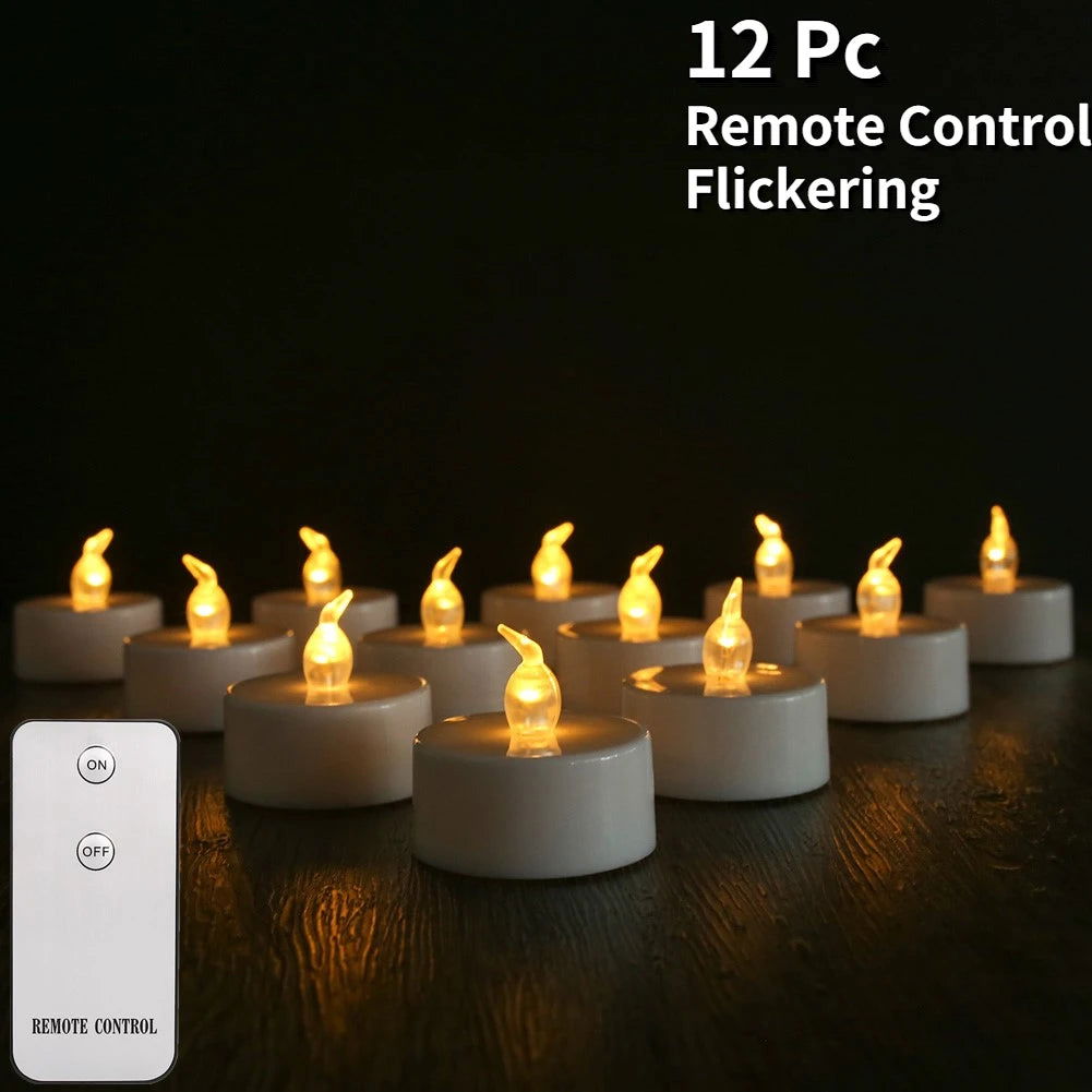 LED Tea Light Flameless Flickering Candles with Remote Control / Auto Timer Electronics Battery Operated Votive Light Home Decor - Slobuy