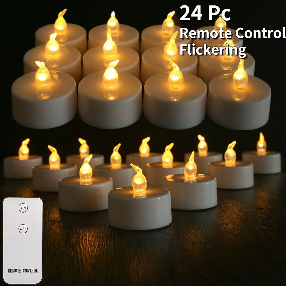 LED Tea Light Flameless Flickering Candles with Remote Control / Auto Timer Electronics Battery Operated Votive Light Home Decor - Slobuy