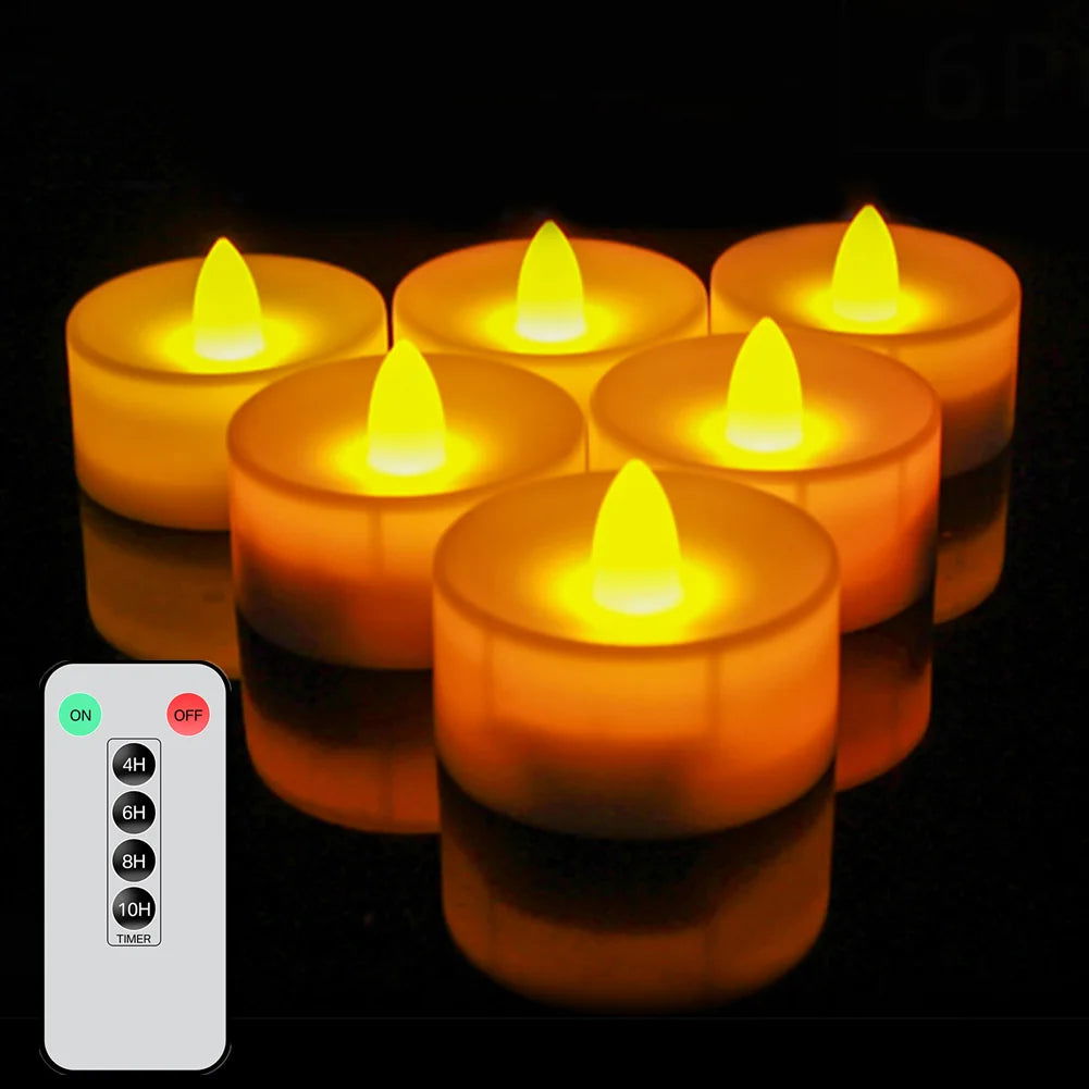 LED Tea Light Flameless Flickering Candles with Remote Control / Auto Timer Electronics Battery Operated Votive Light Home Decor - Slobuy