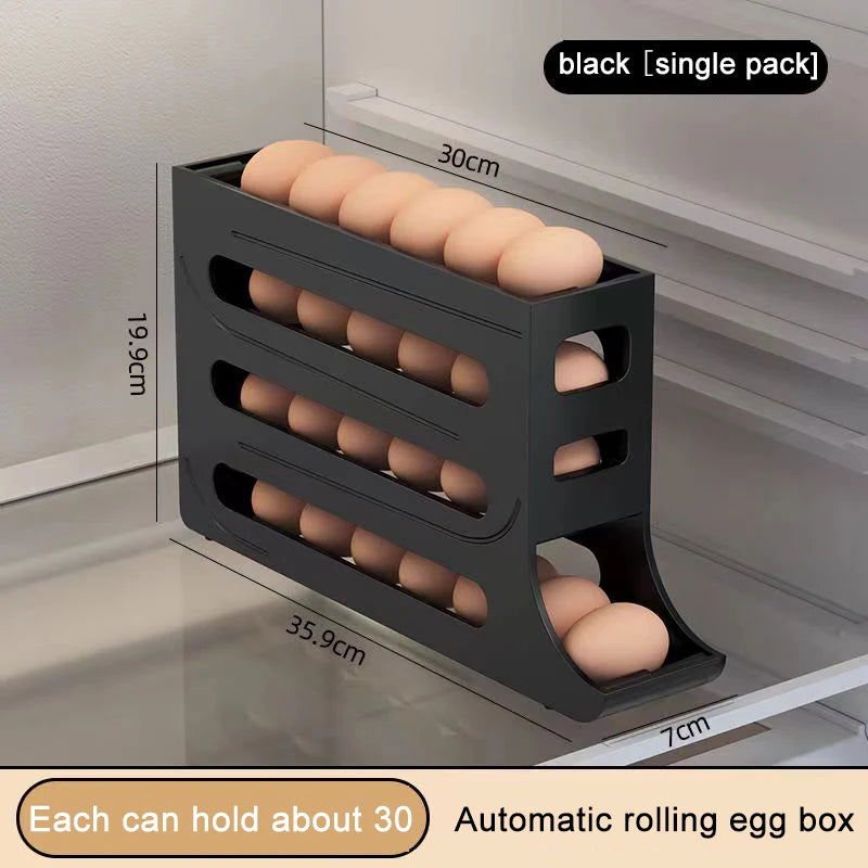 Automatic Scrolling Egg Rack Holder Storage Box Egg Basket Food Containers Egg Case Holder Refrigerator Storage Organizer - Slobuy