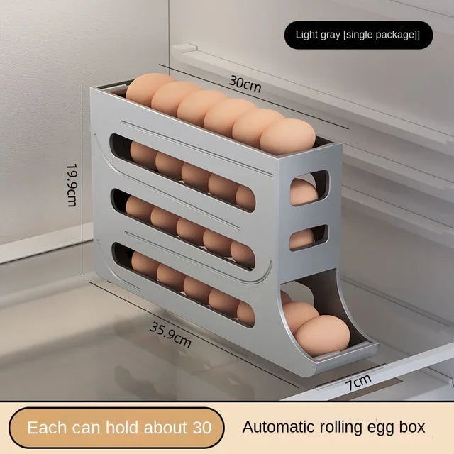 Automatic Scrolling Egg Rack Holder Storage Box Egg Basket Food Containers Egg Case Holder Refrigerator Storage Organizer - Slobuy