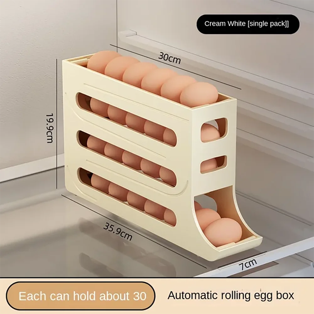 Automatic Scrolling Egg Rack Holder Storage Box Egg Basket Food Containers Egg Case Holder Refrigerator Storage Organizer - Slobuy