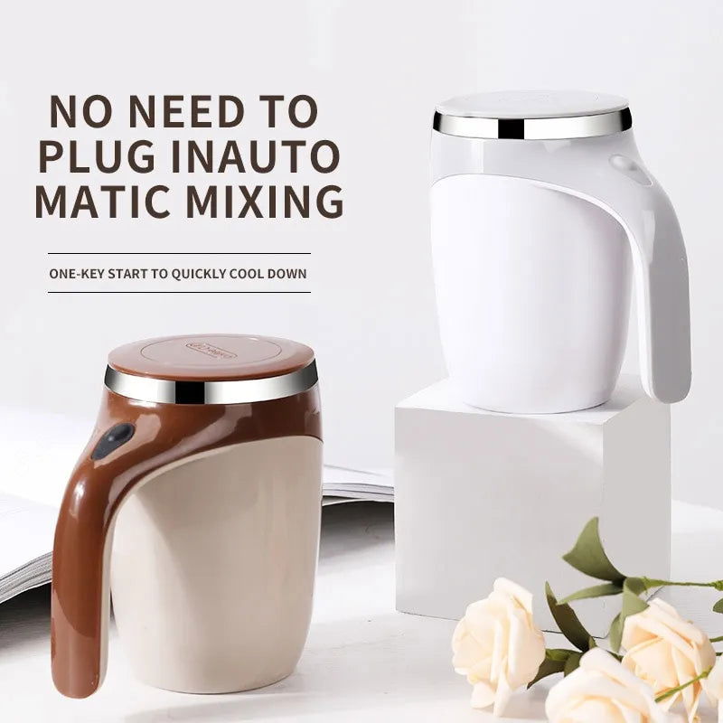 Automatic Stirring Cup Mug Rechargeable Portable Coffee Electric Stirring Stainless Steel Rotating Magnetic Home Drinking Tools - Slobuy
