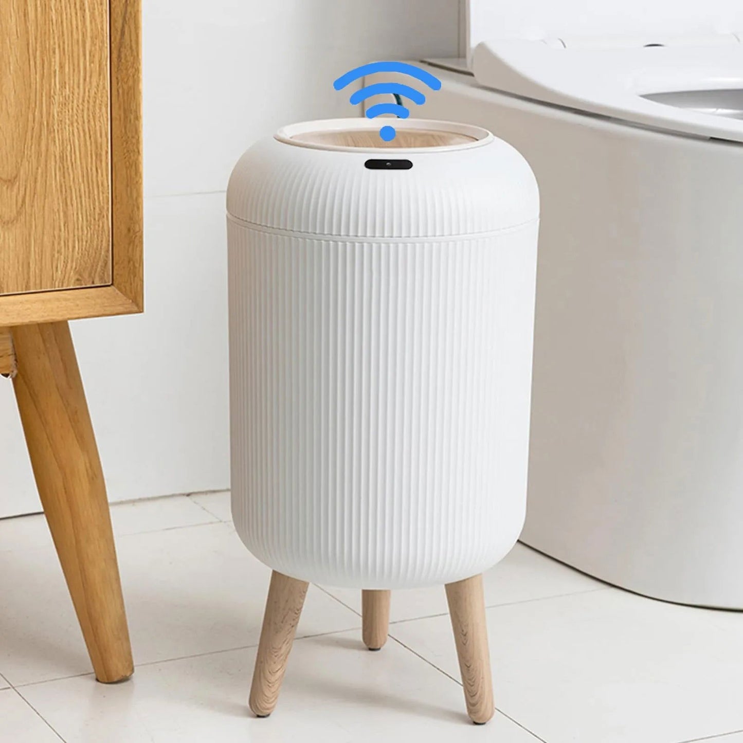 Automatic Trash Can with Lid,  Small Plastic Smart Trash Can, Motion Sensor Trash Can for Bedroom, Bathroom, Kitchen, Office - Slobuy