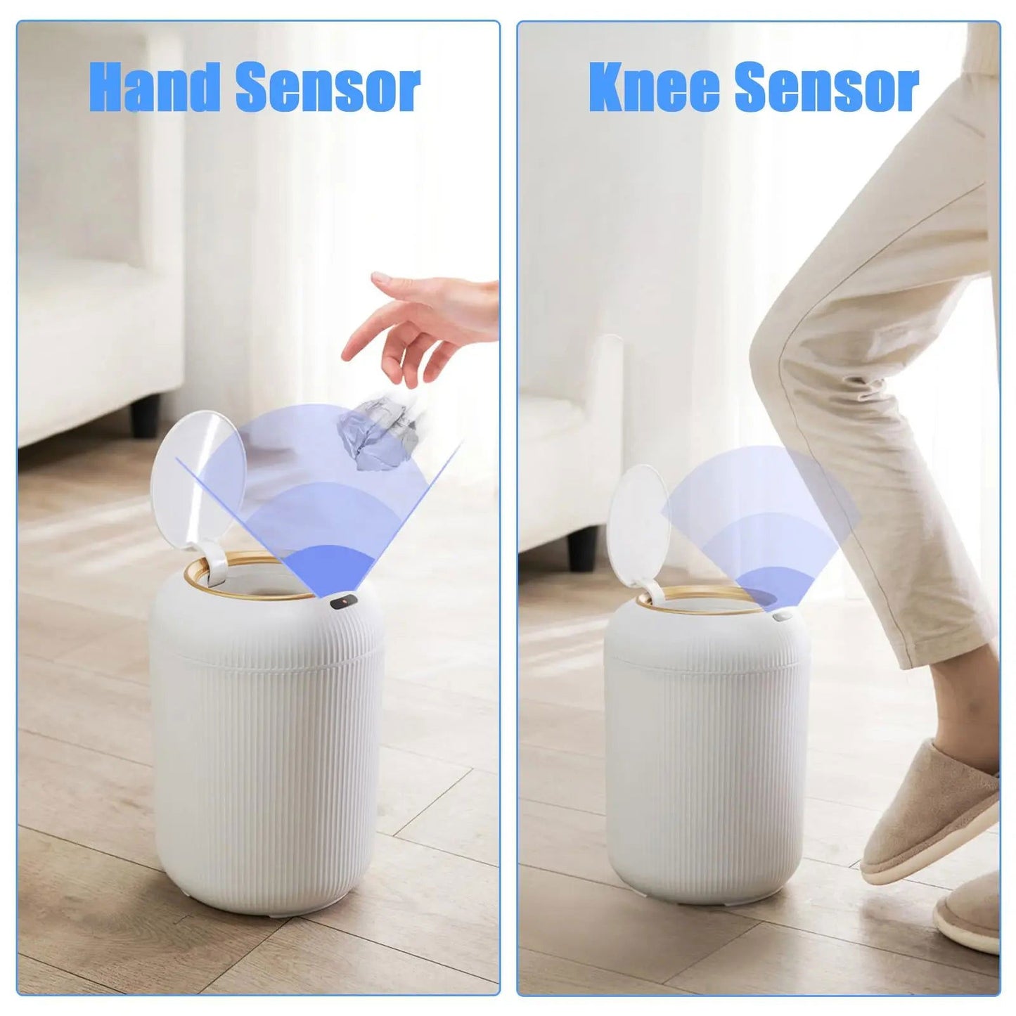 Automatic Trash Can with Lid,  Small Plastic Smart Trash Can, Motion Sensor Trash Can for Bedroom, Bathroom, Kitchen, Office - Slobuy