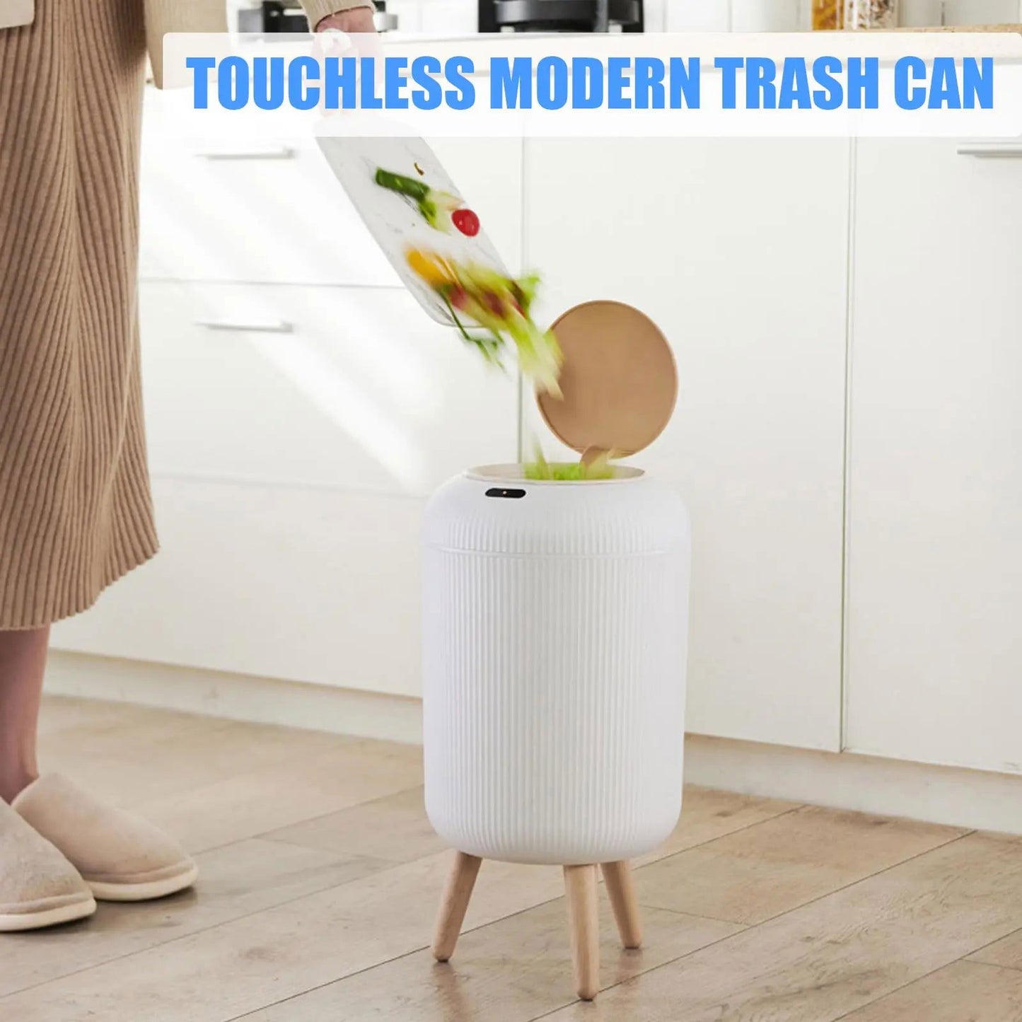Automatic Trash Can with Lid,  Small Plastic Smart Trash Can, Motion Sensor Trash Can for Bedroom, Bathroom, Kitchen, Office - Slobuy