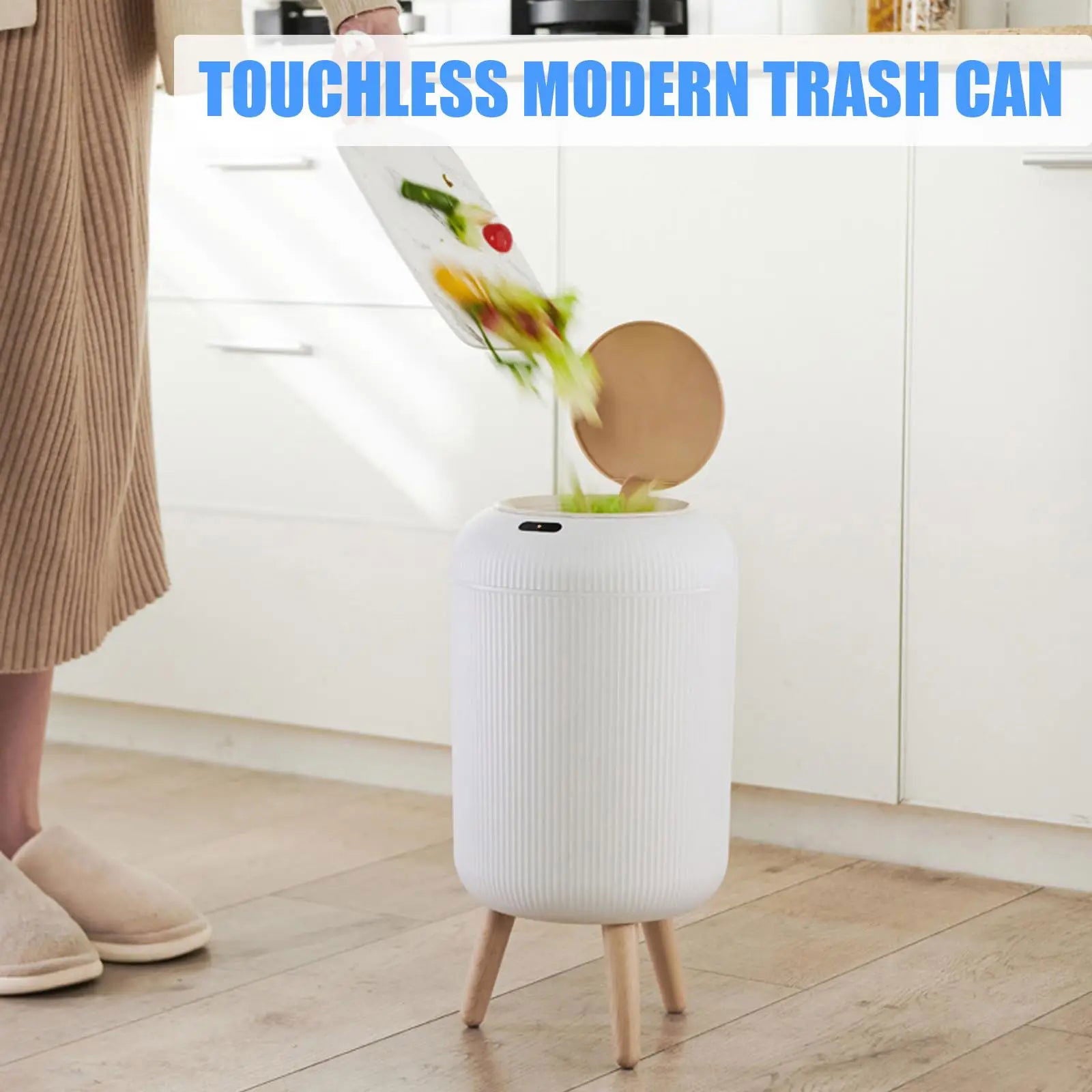 Automatic Trash Can with Lid,  Small Plastic Smart Trash Can, Motion Sensor Trash Can for Bedroom, Bathroom, Kitchen, Office - Slobuy