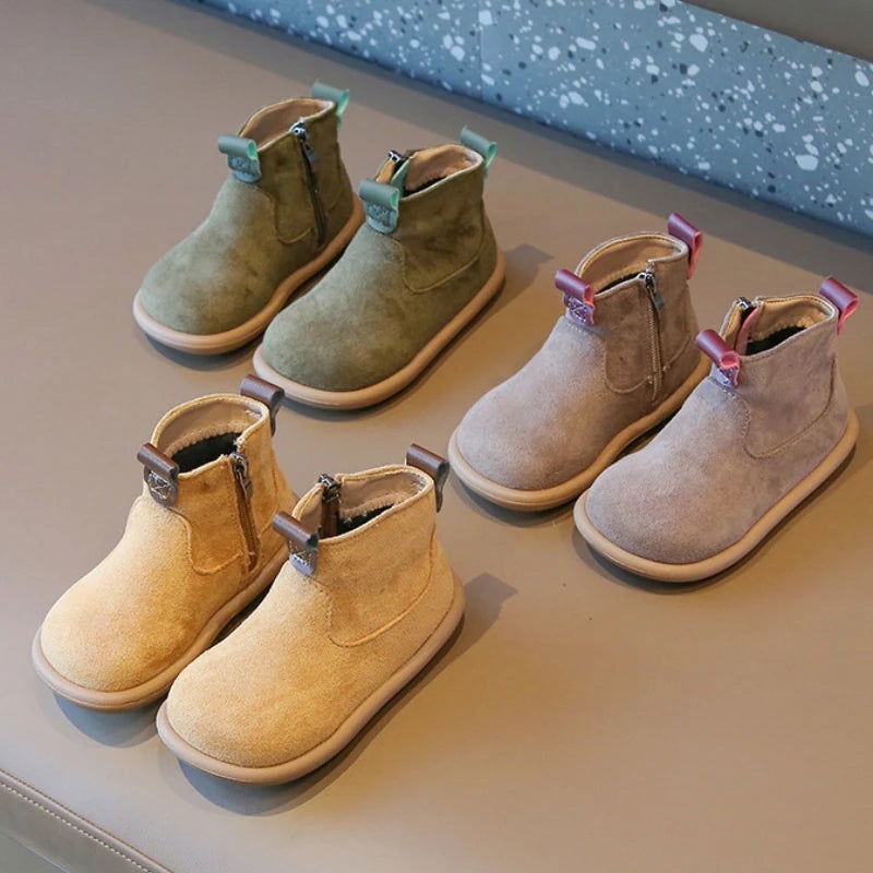 Autumn Winter Baby Boys Girls Boots Oxford Suede Children Casual Shoes Outdoor Anti-slip Infant Shoes Plush Kids Ankle Boots - Slobuy