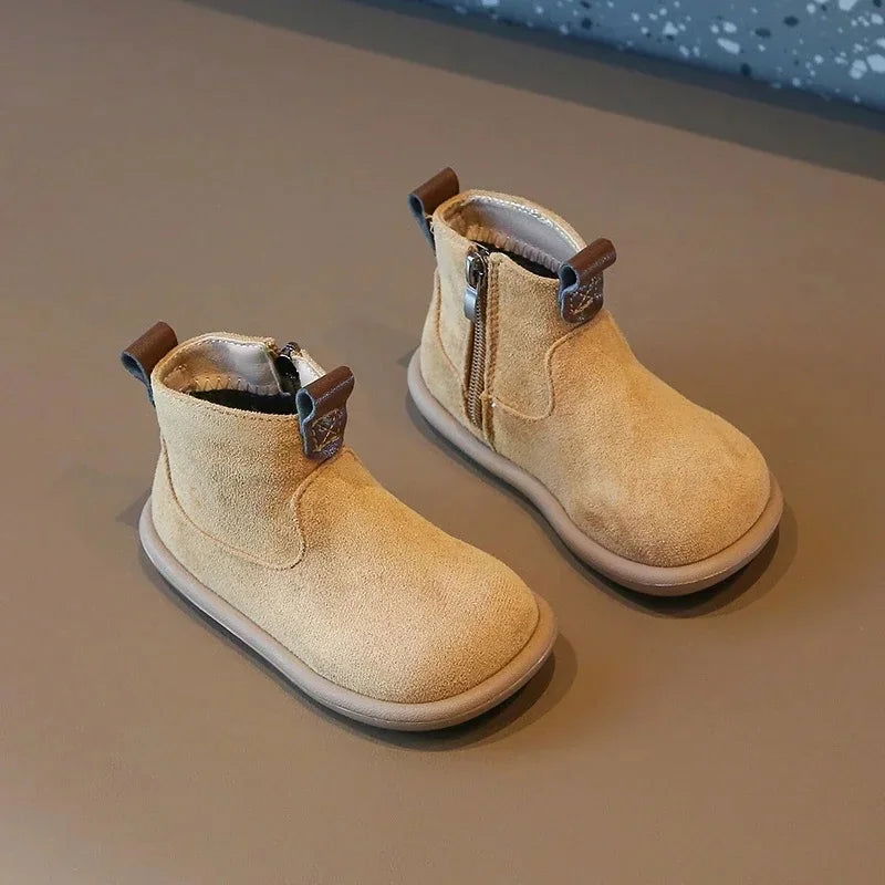 Autumn Winter Baby Boys Girls Boots Oxford Suede Children Casual Shoes Outdoor Anti-slip Infant Shoes Plush Kids Ankle Boots - Slobuy