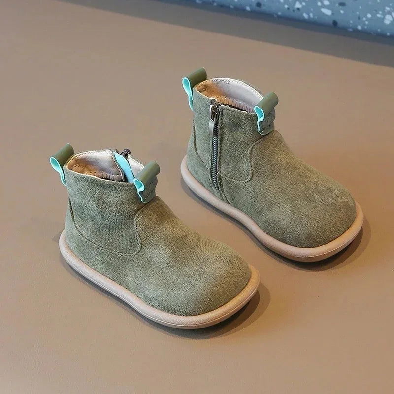Autumn Winter Baby Boys Girls Boots Oxford Suede Children Casual Shoes Outdoor Anti-slip Infant Shoes Plush Kids Ankle Boots - Slobuy