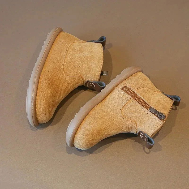 Autumn Winter Baby Boys Girls Boots Oxford Suede Children Casual Shoes Outdoor Anti-slip Infant Shoes Plush Kids Ankle Boots - Slobuy