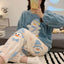 Autumn Winter Warm Flannel Women's Pajamas Set Long-sleeved Trousers Two-piece Set Cute Soft Home Wear Clothes for Women - Slobuy