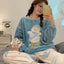 Autumn Winter Warm Flannel Women's Pajamas Set Long-sleeved Trousers Two-piece Set Cute Soft Home Wear Clothes for Women - Slobuy