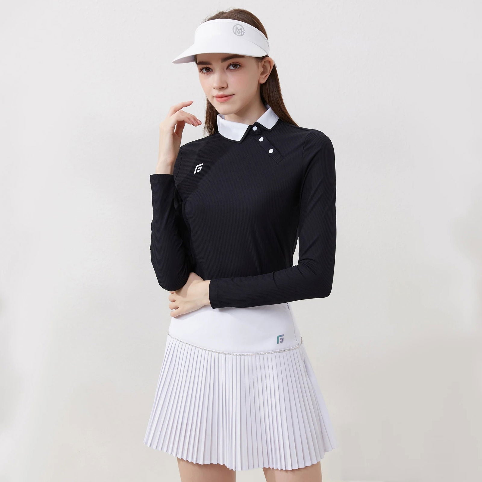 Autumn and Spring Golf Women's Long Sleeve T-shirt Warmth Elastic Causal and Sports Shirt Turn-down Collar Golf Women's Clothing - Slobuy