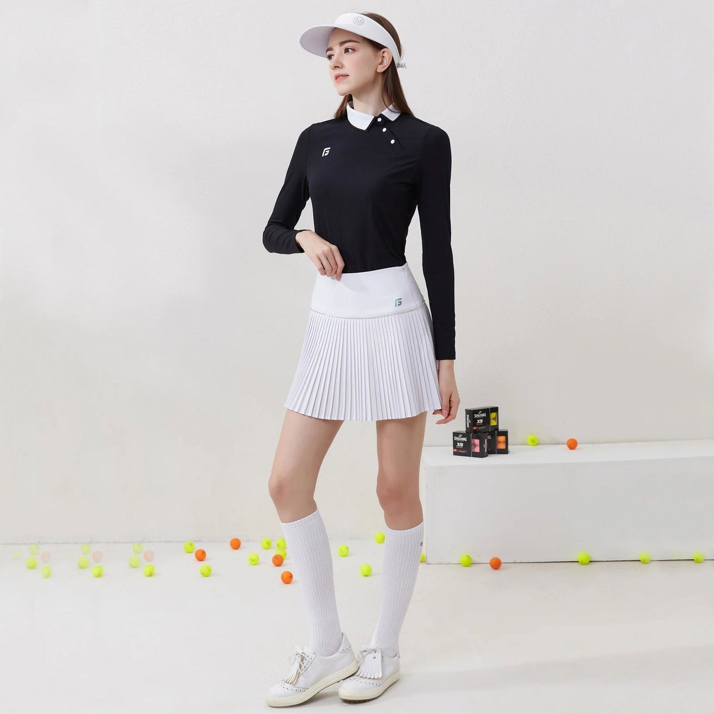 Autumn and Spring Golf Women's Long Sleeve T-shirt Warmth Elastic Causal and Sports Shirt Turn-down Collar Golf Women's Clothing - Slobuy