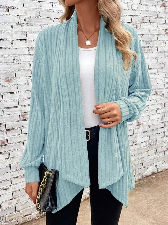 Autumn and Winter New Women's Long Sleeve Solid Loose Cardigan Coat Women - Slobuy