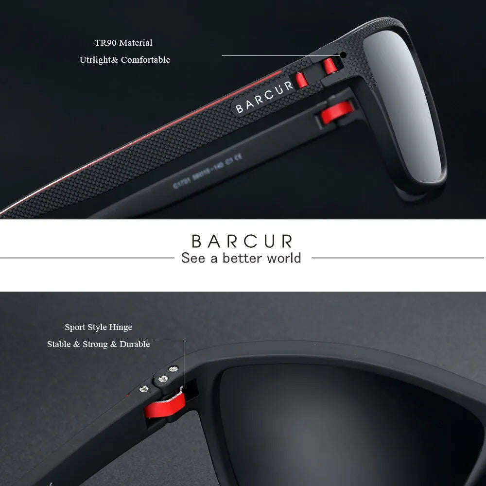 BARCUR Design TR90 Sunglasses Men Polarized Light Weight Sports Sun Glasses Women Eyewear Accessory Oculos UVAB Protection - Slobuy