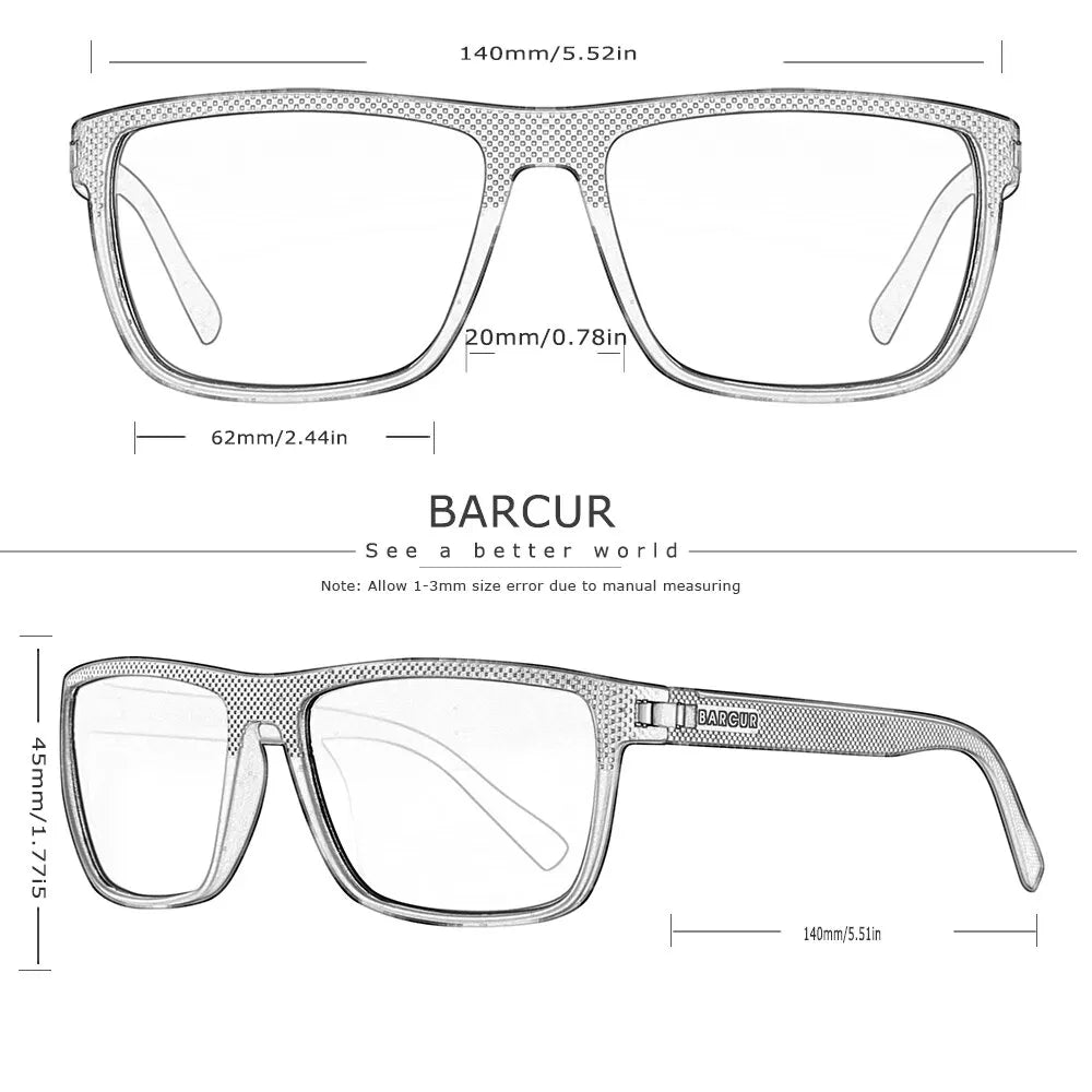 BARCUR Design TR90 Sunglasses Men Polarized Light Weight Sports Sun Glasses Women Eyewear Accessory Oculos UVAB Protection - Slobuy